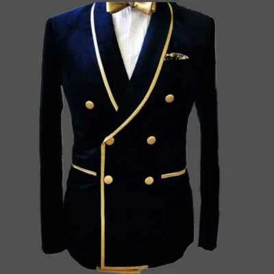 Hombres Azul Fumar Chaquetas Diseñador Elegante Lujo Fiesta Ropa Boda Blazer Abrigos Foto 1 de 2