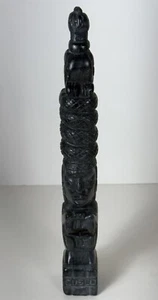 TÓTEM PERUANO JAGUAR HOMBRE SERPIENTE PÁJARO PIEDRA ESTATUA TALLADA A MANO CUSCO 4 niveles 9" - Imagen 1 de 18