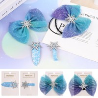 Blue Starry Cosplay Bow-knot Christmas Snowflake Headwear Headdress Hair Clips