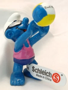 Vintage 2000 Smurfs Beach Volleyball Smurf Schleich Peyo Germany - Picture 1 of 6