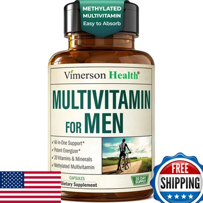 Multivitamínico Metilado Alta Potencia Multimineral B12 D C Zinc Hombre - 80 Cápsulas Foto 1 de 4