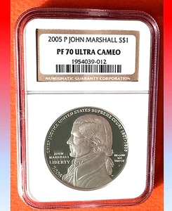 2005 P John Marshall Commemorative Proof Silver Dollar NGC PF70 UCAM - Picture 1 of 2