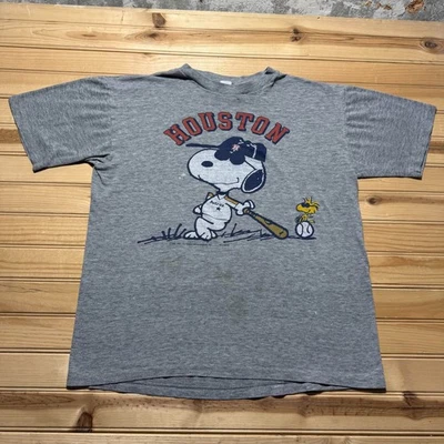 Vintage 1971 Houston Astros MLB Peanuts Snoopy Woodstock Baseball T-Shirt Large - Image 1 of 4