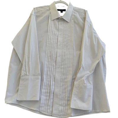 Camisa smoking Joseph & Feiss branca colarinho asa 18 32/33 punhos franceses plissados - Imagem 1 de 4