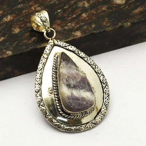 Amethyst Gemstone Ethnic Handmade Pendant Jewelry Gift For Friend 2.4" AP-93546 - Picture 1 of 1