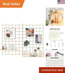 Chic Gold Wall-Mounted Grid Organizer for Photos & Daily Essentials - 2-Pack - Picture 1 of 10