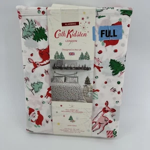 Cath Kidston Christmas Full Sheet Set 4 Pc Ditsy Deer Pink London Cotton Percale - Picture 1 of 4