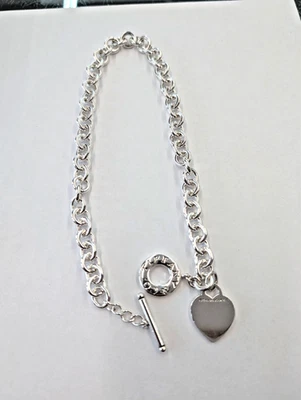 Tiffany & Co. Sterling Silver Blank Heart Tag Toggle 16" Necklace GREAT!!! - image 1 of 4