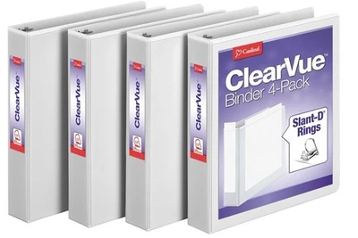 Cardinal 1.5 Inch 3 Ring Binder, D Ring, White, 4 Pack, Holds 375 Sheets (29400) - Image 1 of 2