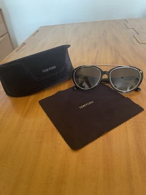 Tom Ford Sunglasses Edita TF384 01A Shiny Black Frame Grey Lens 58mm With Case - Image 1 of 4