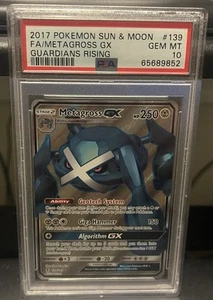 PSA 10 Gem Mint 2017 Pokemon Sun Moon Metagross GX Full Art Guardians Rising 139 - Picture 1 of 2