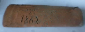 Alter Firstziegel datiert 1862 Feierabendziegel Dachabschluss - Bild 1 von 3