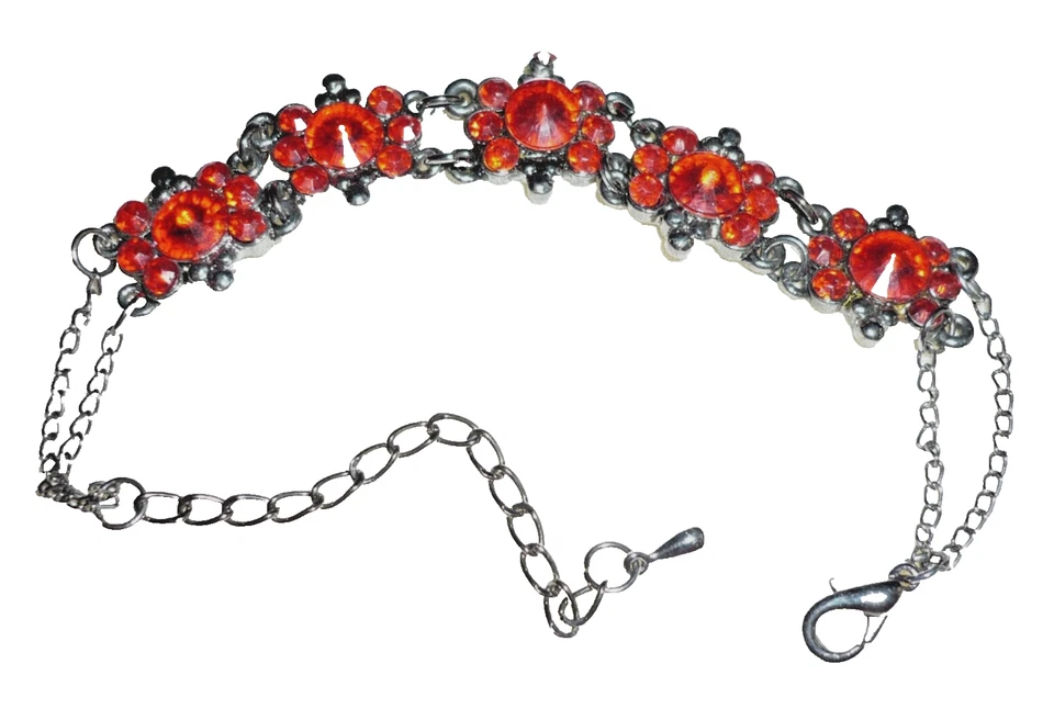 klasse STRASS Armband silber rot 17,5- 23,5 cm ModeSchmuck NEU + TOP - Bild 1 von 1