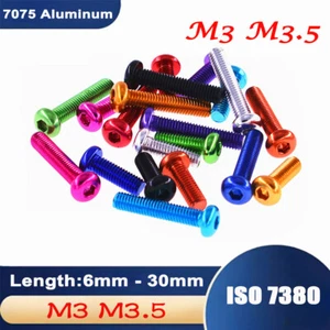 M3 M3.5 Aluminum Alloy Hex Socket Button Head Screws Model fittings multicolour - Picture 1 of 7