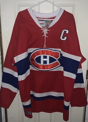 Camiseta deportiva CCM vintage Jean Bellevel Montreal Canadiens visitante roja grande (52) NHL Foto 1 de 4
