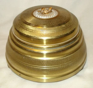 Scatola musicale Windup vintage metallo tono oro vaso polvere fiori rosa polvere di stelle - Foto 1 di 6