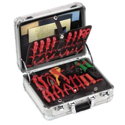 VALIGIA BORSA PORTA UTENSILI CASSETTA ATTREZZI DA LAVORO IN ALLUMINIO FERVI 0681 - Immagine 1 di 4