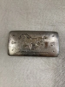 Vintage Belt Buckle Chambers Belt Co. Silver Running Horse With Arrows - Picture 1 of 3