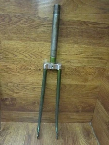 VINTAGE 1" x 8 3/4" THREADED LUGGED STEEL 27" ROAD FORK - GREEN - Picture 1 of 9