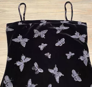 Abito tubino midi farfalla velluto nero Forever 21 vintage anni 90 donna M made in USA - Foto 1 di 19