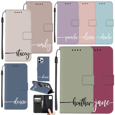 For iPhone 16 Pro Max 15 14 13 12 11 Personalized Name Leather Cover Wallet Case - Image 1 of 4