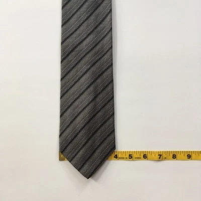 boss hugo boss tie gray  black stripes made in Italy 100% silk necktie pa0050 - Image 1 of 3