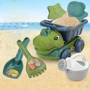 Beach Sand Toys 4 in 1 Dinosaur Truck Sandbox with Dino Water Wheel Sand Molds - Picture 1 of 7