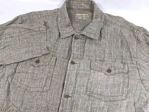 Santoryo Linen Shirt Mens XXL Hiking Button Down Breathable Zip Cargo Gray - Picture 1 of 8