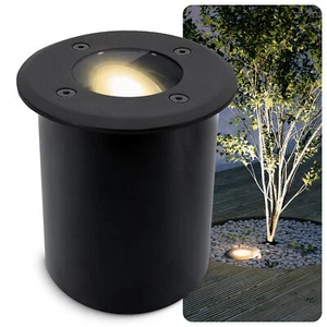 JUAVI LED Bodeneinbaustrahler schwarz rund schwenkbar inkl. GU10 6W warmweiß - Bild 1 von 11