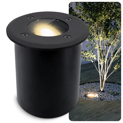 JUAVI LED Bodeneinbaustrahler schwarz rund schwenkbar inkl. GU10 6W warmweiß - Bild 1 von 4