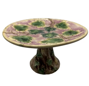 Griffen Smith & Hill 1880s Etruscan Majolica Maple Leaf Pedestal Compote - Picture 1 of 11