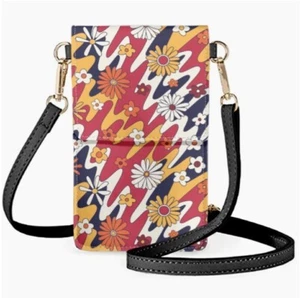 Flowers Cell Phone Case with Shoulder Strap Universal iPhone / Samsung Pouch - Picture 1 of 2