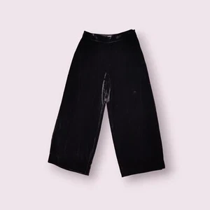 Rebecca Taylor Wide Leg Crop Black Velvet Pants Hi Waist Rayon Silk Size 12 - Picture 1 of 10