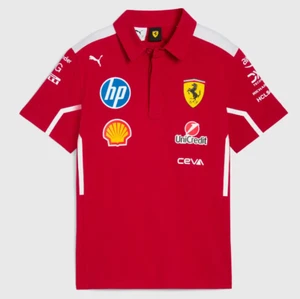 2025 F1 T-Shirt Official Team Shirt Red Scuderia Ferrari 2025 Polo Shirt NEW UK - Picture 1 of 13