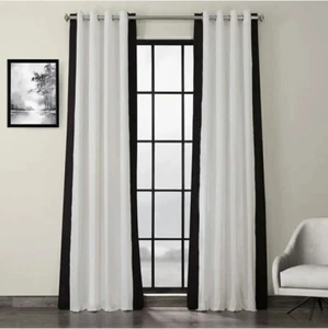 Colorblock Tende per Finestre Verticali Calde Bianco Sporco e Nero 50"x110" - 1 Pannello - Foto 1 di 4