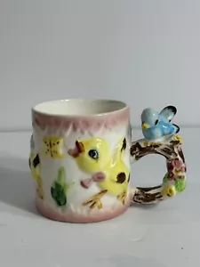 West Pac Japan Pottery Cup with Birds and bird on handle - Picture 1 of 4