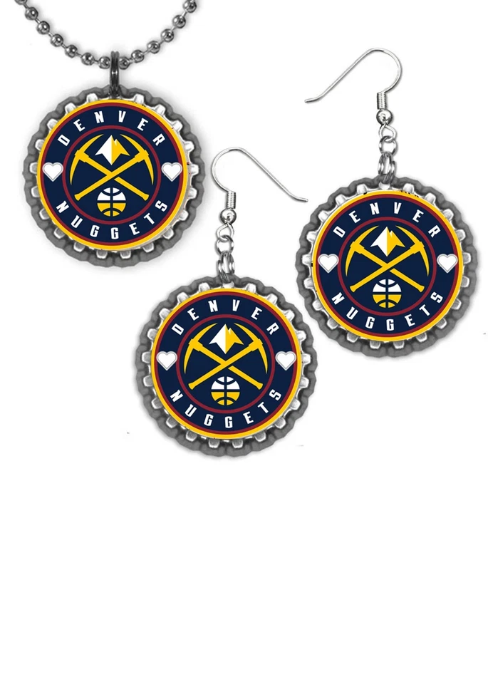 Denver Nuggets Pendientes y Collar Conjunto Gran Regalo Color Plata Set Foto 1 de 1