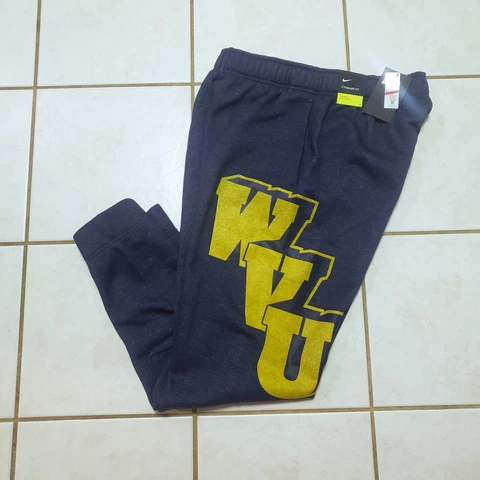 West Virginia Mountaineers Nike Fleece Sweatpants New Size Large DJ7063-419 Cover