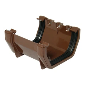 Square Line Static Caravan Gutter Union Joint Brown Guttering Rainwater System - Picture 1 of 6