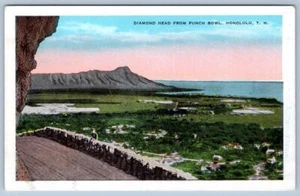 1920's DIAMOND HEAD FROM PUNCH BOWL HAWAII TERRITORY ISLAND CURIO CO POSTCARD - Picture 1 of 2