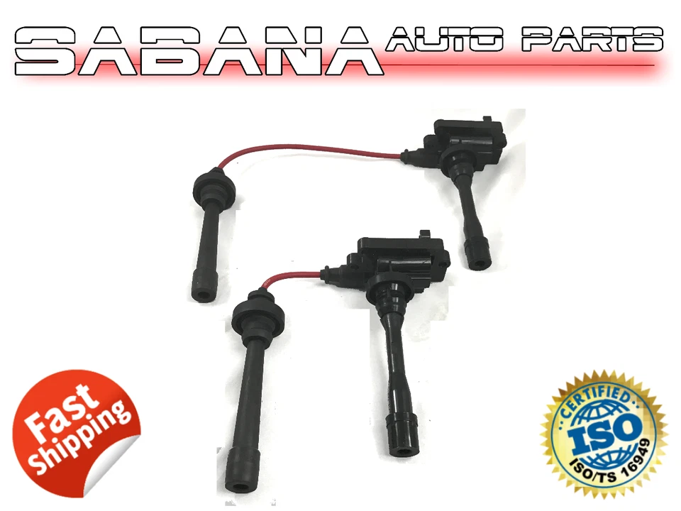 Set of 2 Ignition Coils + Made In USA Spark Plug Wire Set For Mitsubishi - Image 1 of 1