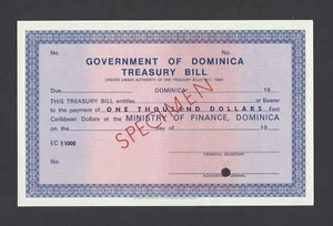 Dominica , Treasury Bill 1000$ Specimen Uncirculated - Picture 1 of 2