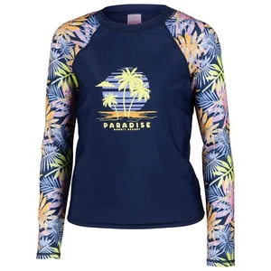 Laguna Girls' Palm Leaves Long-Sleeve Swim Tee X Small 5/6 New WT - Picture 1 of 1