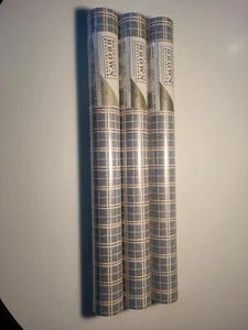 David Carter Brown Wallpaper 3 RollS 56 Sq Ft Blue With Stripes SEALED IMPERIAL - Picture 1 of 8