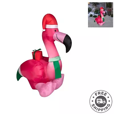 Colorful Inflatable Flamingo - Easy Setup Holiday Decoration for Christmas - Image 1 of 3