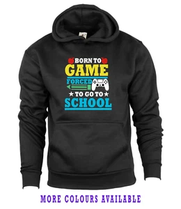 Kids Born To Game Boys Sweat Shirt Hooded Jumpers Hoodie Hoody Age 7-13 Years - Picture 1 of 9