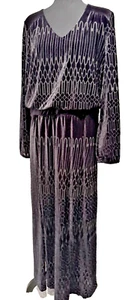 Chico's Velvet Burnout Maxi Dress Women’s 2 Geometric Y2K 90s Large Formal Goth - Picture 1 of 14