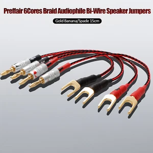 HiFi Jumper Cables Pair 7N OFC Silver Plated 15cm Single-wire Audio Speaker Cord - Picture 1 of 7