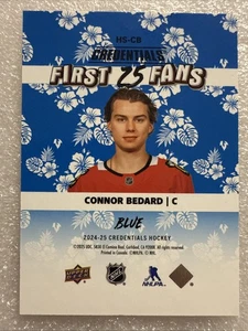2024-25 Credentials Connor Bedard HS-CB First 25 Fans Hawaiian Shirt Card Blue - Picture 1 of 2