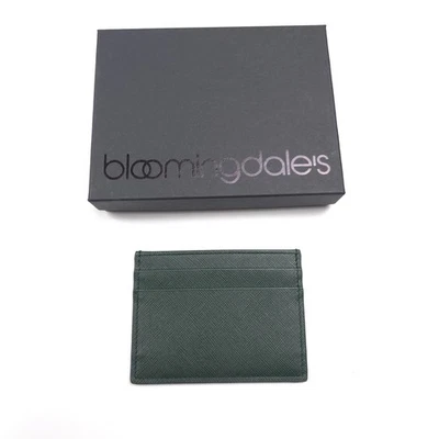 $90 Bloomingdale's Green Saffiano Italian Leather Card Case Wallet - Image 1 of 4
